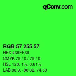 Color code: RGB 57 255 57 | qconv.com