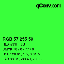 Color code: RGB 57 255 59 | qconv.com