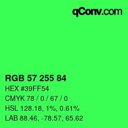 Color code: RGB 57 255 84 | qconv.com
