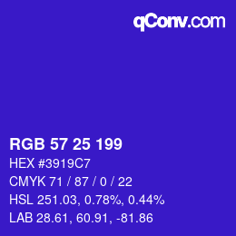 Color code: RGB 57 25 199 | qconv.com
