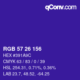 Color code: RGB 57 26 156 | qconv.com