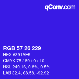 カラーコード: RGB 57 26 229 | qconv.com