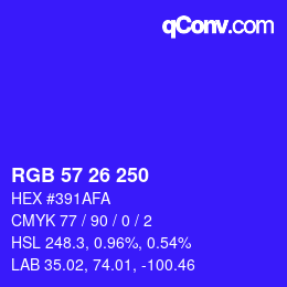 Color code: RGB 57 26 250 | qconv.com