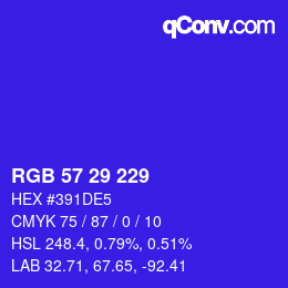 Color code: RGB 57 29 229 | qconv.com