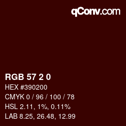 カラーコード: RGB 57 2 0 | qconv.com