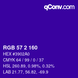 カラーコード: RGB 57 2 160 | qconv.com