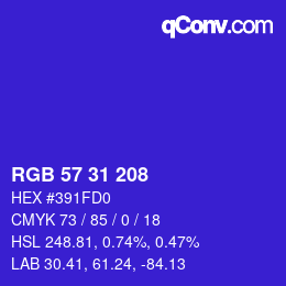 Color code: RGB 57 31 208 | qconv.com