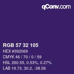 Color code: RGB 57 32 105 | qconv.com