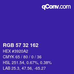 Color code: RGB 57 32 162 | qconv.com
