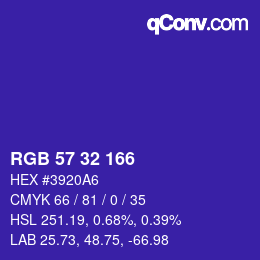 Color code: RGB 57 32 166 | qconv.com