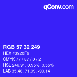 Color code: RGB 57 32 249 | qconv.com
