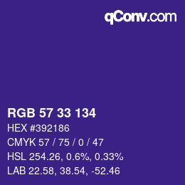 Color code: RGB 57 33 134 | qconv.com
