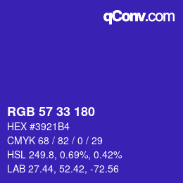 カラーコード: RGB 57 33 180 | qconv.com