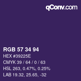 Code couleur: RGB 57 34 94 | qconv.com