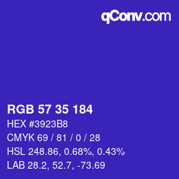 颜色代码: RGB 57 35 184 | qconv.com