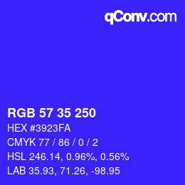 Color code: RGB 57 35 250 | qconv.com