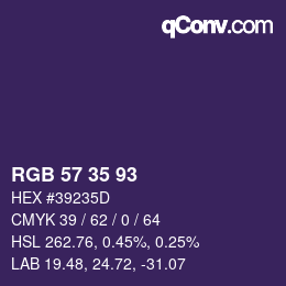 颜色代码: RGB 57 35 93 | qconv.com