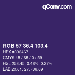 カラーコード: RGB 57 36.4 103.4 | qconv.com