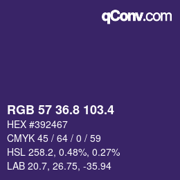 カラーコード: RGB 57 36.8 103.4 | qconv.com
