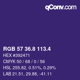 カラーコード: RGB 57 36.8 113.4 | qconv.com