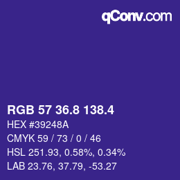 カラーコード: RGB 57 36.8 138.4 | qconv.com