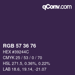 Color code: RGB 57 36 76 | qconv.com
