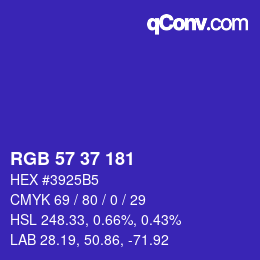 Color code: RGB 57 37 181 | qconv.com