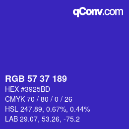 カラーコード: RGB 57 37 189 | qconv.com