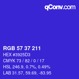 カラーコード: RGB 57 37 211 | qconv.com