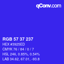 カラーコード: RGB 57 37 237 | qconv.com