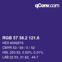 カラーコード: RGB 57 38.2 121.6 | qconv.com