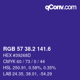 カラーコード: RGB 57 38.2 141.6 | qconv.com