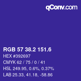 カラーコード: RGB 57 38.2 151.6 | qconv.com
