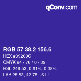 カラーコード: RGB 57 38.2 156.6 | qconv.com