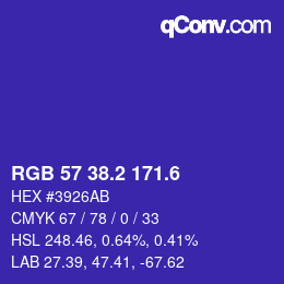 カラーコード: RGB 57 38.2 171.6 | qconv.com