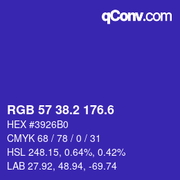 カラーコード: RGB 57 38.2 176.6 | qconv.com