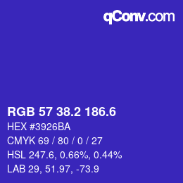 カラーコード: RGB 57 38.2 186.6 | qconv.com