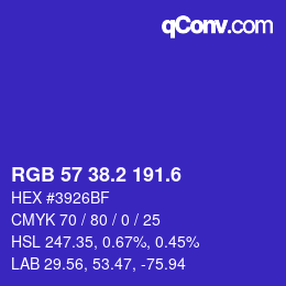 カラーコード: RGB 57 38.2 191.6 | qconv.com