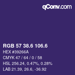 カラーコード: RGB 57 38.6 106.6 | qconv.com