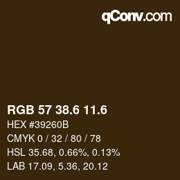 カラーコード: RGB 57 38.6 11.6 | qconv.com