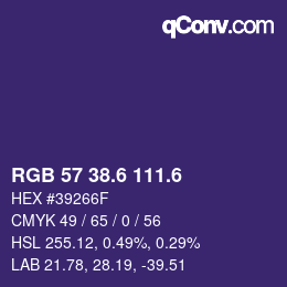 カラーコード: RGB 57 38.6 111.6 | qconv.com