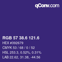 カラーコード: RGB 57 38.6 121.6 | qconv.com