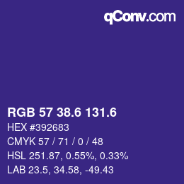 カラーコード: RGB 57 38.6 131.6 | qconv.com