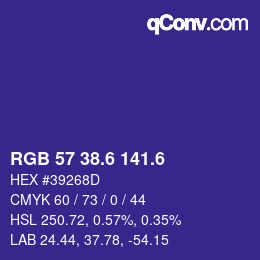 カラーコード: RGB 57 38.6 141.6 | qconv.com