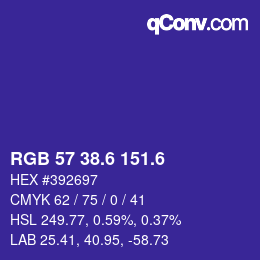 カラーコード: RGB 57 38.6 151.6 | qconv.com