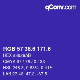 カラーコード: RGB 57 38.6 171.6 | qconv.com