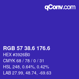 カラーコード: RGB 57 38.6 176.6 | qconv.com