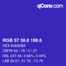カラーコード: RGB 57 38.6 186.6 | qconv.com