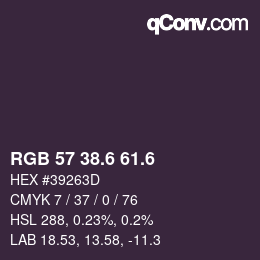 カラーコード: RGB 57 38.6 61.6 | qconv.com