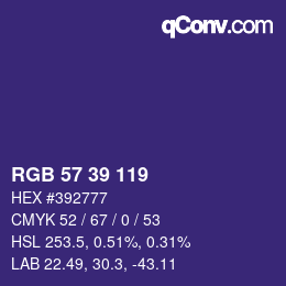Código de color: RGB 57 39 119 | qconv.com